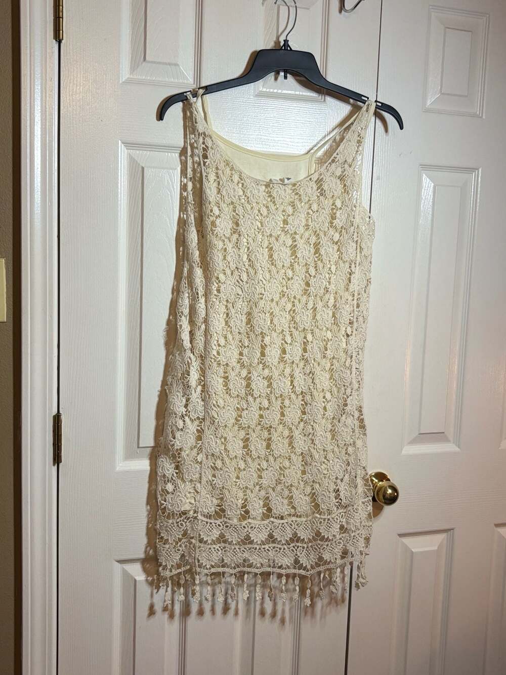 Others Follow Ivory Crochet Lace Tassel Slip Mini Dress #1255 - Picture 7 of 7